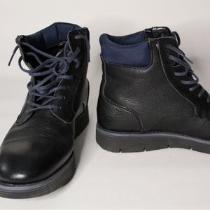 Calvin Klein mens black boot with blue trim.
